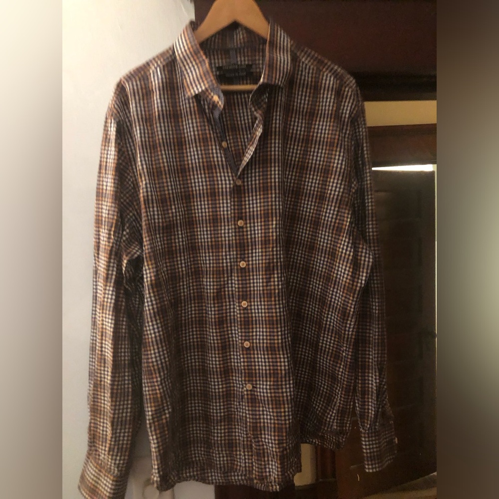 Hammer made Men's Long-Sleeve Plaid Button-Up Shirt - Brown & Blue